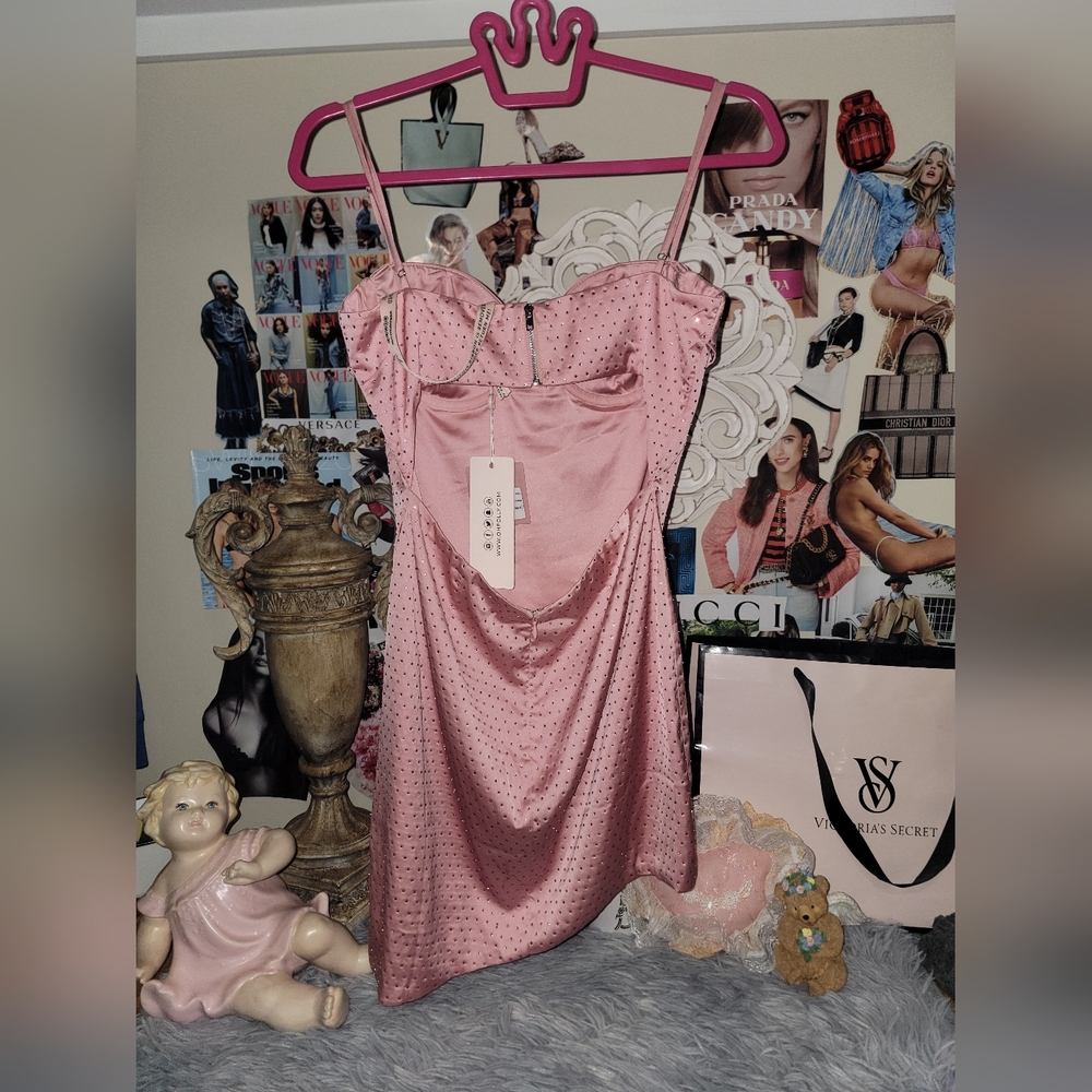 NWT Oh Polly Pink Bling Regal Fantasy Assymetrical Dress - Picture 6 of 14